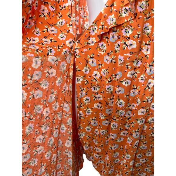 SANCTUARY Orange Side Tie Cap Sleeve V Neck Above The Knee Wrap Dress Medium - Picture 9 of 9